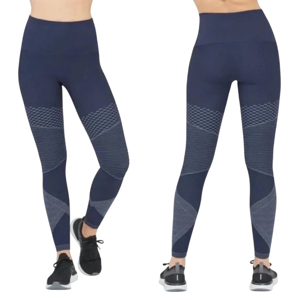Spanx Blue Indigo Seamless Moto Tummy Control Full Length Leggings